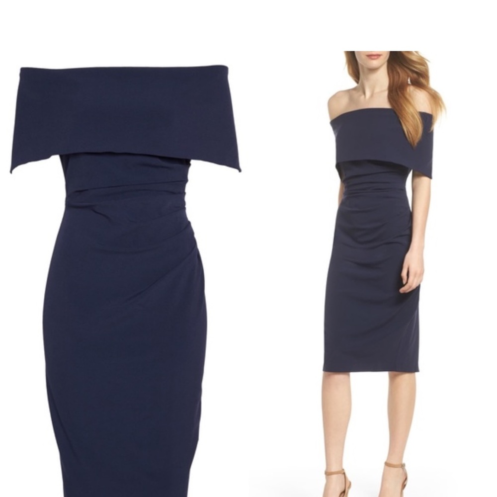 Vince Camuto Strapless Navy Dress